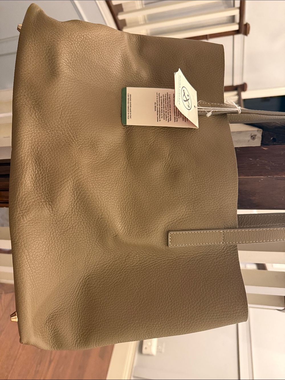 Olive Green Leather Tote Bag geniune leather made in Italy
